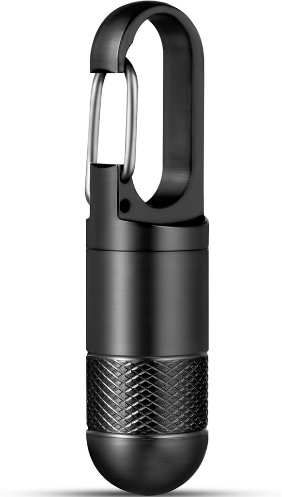 Micro Pill Holder Keychain Titanium Pill Case for Purse Small Piller מכיל נסיעות Black Pill Box Medicine מארגן עבור ויטמין שמן שמן דגים