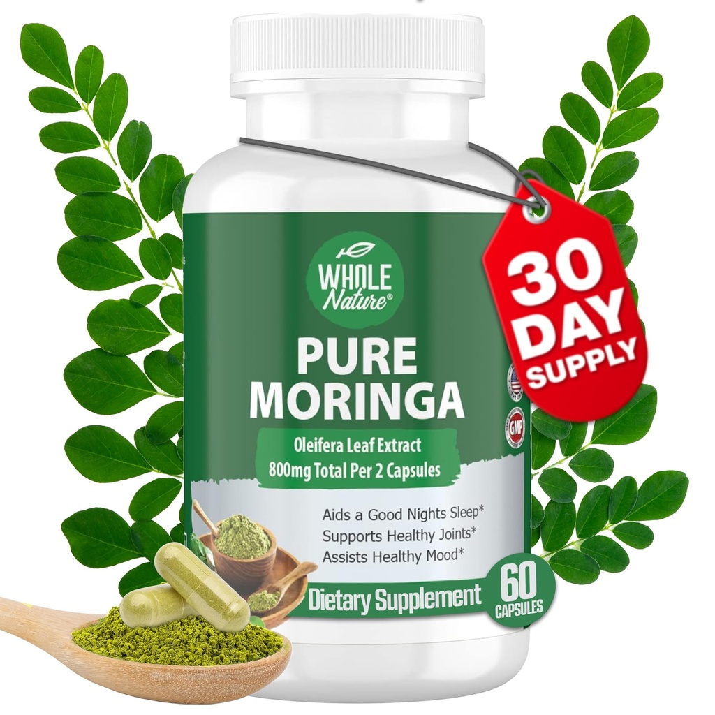 מרינגה קפסולות, 800 מ"ג אורגני Moringa Oleifera Leaves אבקת Superfood Greens Pure Moringa Pills הוא טבעוני, non-GMO אנרגיה להגדיל ולשמור תוספת בריאה