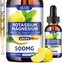 Potassium Magnesium Citrate תוסף, מגנזיום נוזלי Citrate טיפות 500 מ"ג עם Ashwagandha, Calcium, Zinc, ויטמין D3, B6, B12, CoQ10 - טבעוני 2 oz Lemon Flavor לימון
