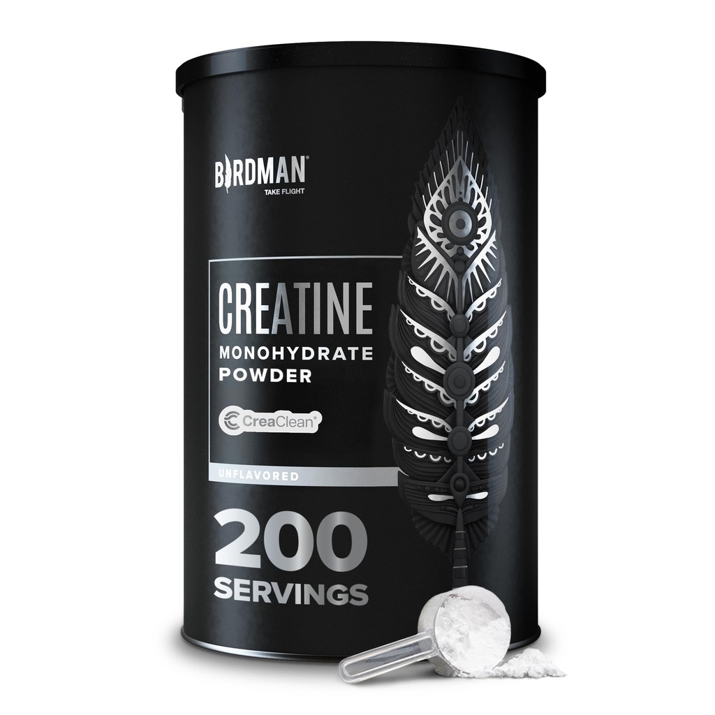 BIRDMAN Micronized Creatine Monohydrate אבקת, שריר התאוששות, Caffeine חינם, Creatine Pre Workout, טבעוני, Post Workout, Gluten Free, Sugar Free | 200 משרתים (5 גרמים כל אחד)