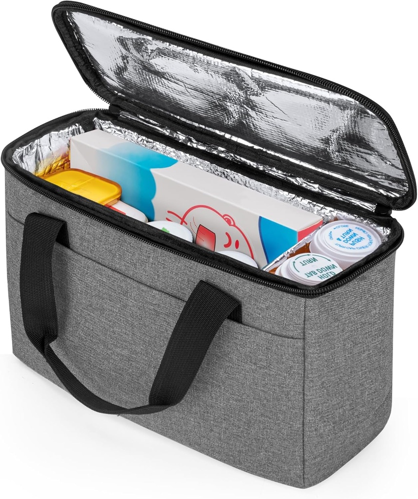 Trunab First Aid Bag Small Medicine Storage Case, Insulated Medicine Cooler Bag, Travel Pill Bottle מארגנת for Prescription, Insulin, תוספים או חומרים רפואיים, אפור (Bag Only)