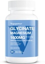 Magnesium Glycinate 200 מ"ג, גבוה Absorption טבעוני Magnesium תוספת, מלא צ'אד מגנזיום Znc ויטמין D & B6, Magnesium Bisglycinate עבור שינה, עצם ובריאות השרירים, Nerve, non-GMO, 90 קפסולות