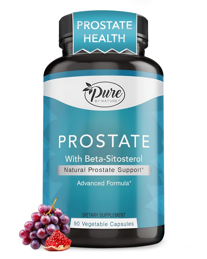 טהור על ידי הטבע Prostate תוסף עבור גברים, Beta Sitosterol Prostate בריאות תוספת עם Zinc עבור תמיכה Urinary Tract תמיכה, Ease Frequent Urination & שיפור שינה, Gluten-Free, non-GMO 90 קפסולות