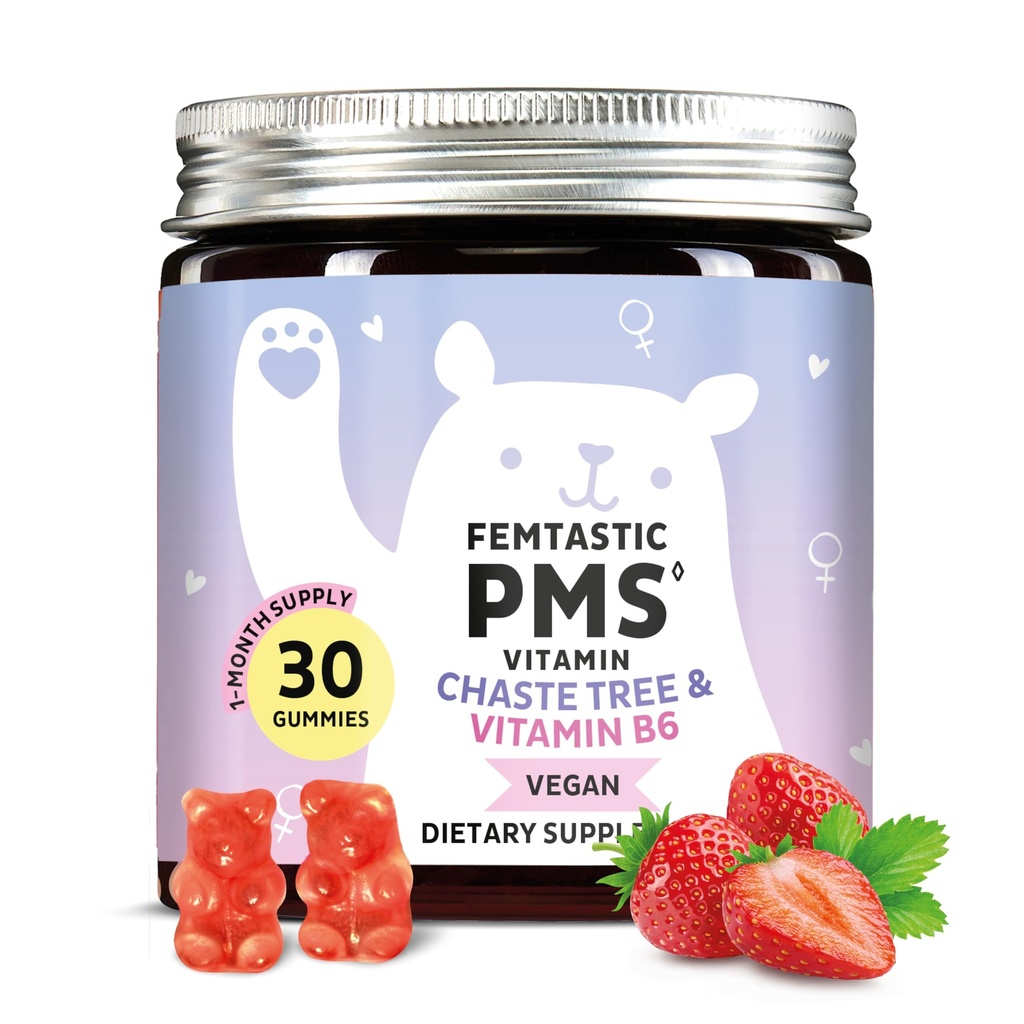 תוספת תמיכה לנשים מסטיקנים קלים ל- Target Hormonal Breakouts, Bloating, period Cramps, & Mood Swings. טבעוני, עם ויטמין B6 & לימון Balm, 30 חניכיים