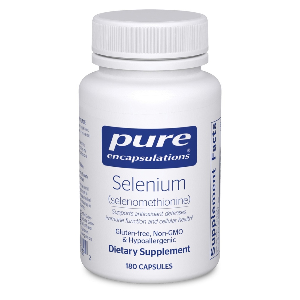 Pure Encapsulations Selenium - 200 mcg - עבור פונקציונליות תאית בריאה, מערכת החיסון והגנה מפני חמצון - מינרלים תוספת - טבעוני וגלוטן חינם - 180 קפסולות
