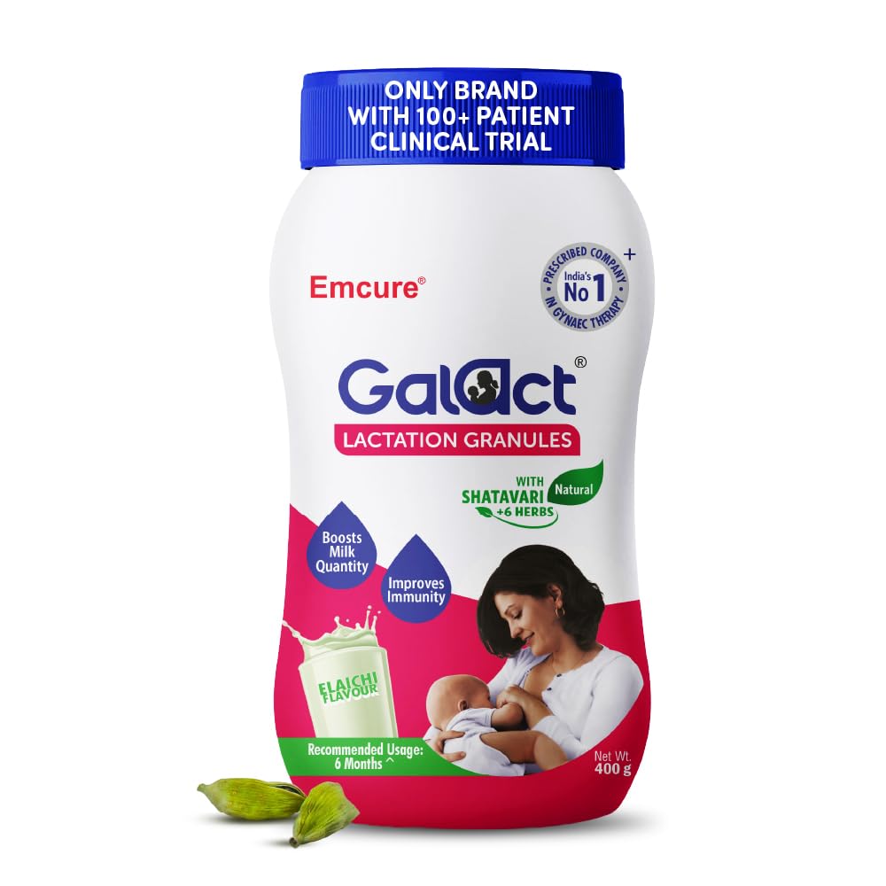 Galact Lactation Granules 400g | India's Only Brand with 100+ Patient Clinical Trial | Lactation Supplement for Breastfeeding | 4X Milk Boost | Shatavari & 6 Herbs | 20 Days Pack | Elaichi Flavour