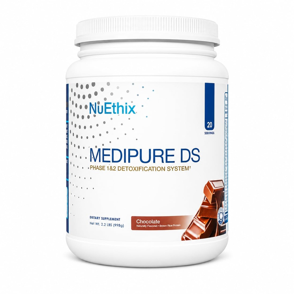 NuEthix Formulations Medipure DS עם מערכת חלבון אורז שלב 1 ו- 2 Detoxification, תוספת כדי לעזור לתמוך בתהליך החימצון הטבעי של הגוף, שוקולד (ללא קפאין), 21 משרתים