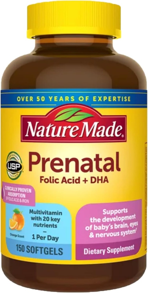 Nature Made Prenatal + DHA 200 מ"ג Softgels (.150 הרוזן)