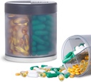 תוספת גדולה תוספת מארגנת עם 4 השוואתיות Easy Open Pill Dispenser תרופות חודשיות מארגנת מארגנת גלולות אחסון,Gray