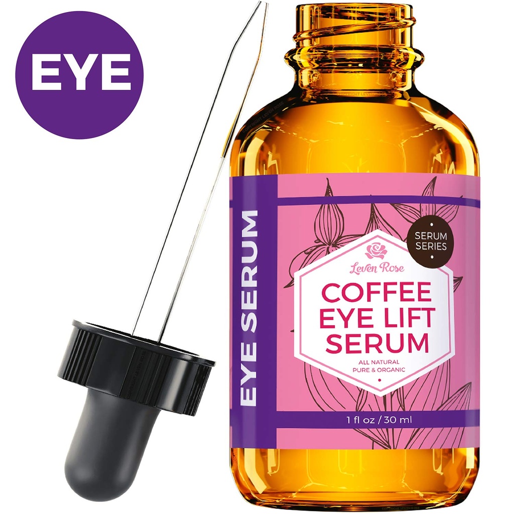 Leven Rose Coffee Caffeine Serum for Eyes 1 oz - Anti-aging Organic Under Eye Serum for Puffy Bags under Eyes