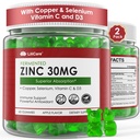 Znc Gummies + Copper, Selenium, ויטמין C & D3, פרימנטד זינוק עבור נשים וגברים עם Elderberry עבור תמיכה כספית יומית Immune, Powerful Antioxidant, High Absorption, טבעוני, סוכר חינם, 2 Pack חינם, 2 Pack חינם, 2 Pack חינם, 2 Pack חינם, 2 Pack חינם, 2 Pack עבור תמיכה ב-Daily Immune תמיכה.