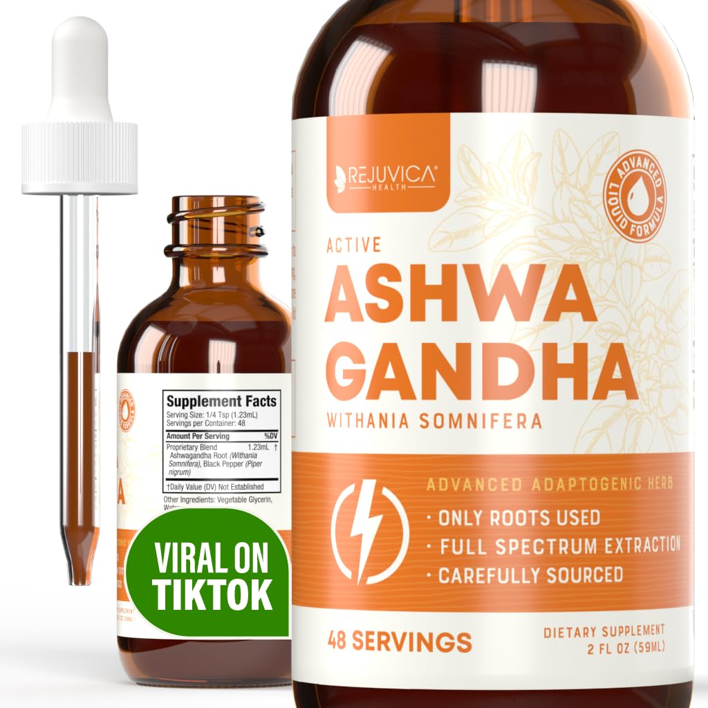 Rejuvica Health Active Ashwagandha - תוספת נוזלית מתקדמת - עםניה Somnifera Extracta Roots רק - באופן טבעי