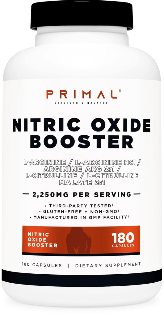Primal Nitric Oxide Booster (2,250 מ"ג פריל) (180 קפסולות) - 60 משרתים