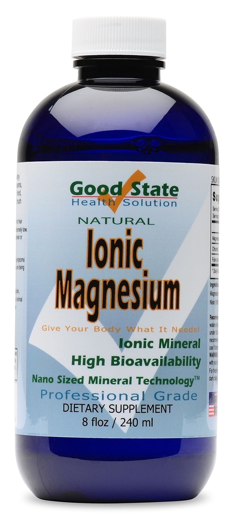 Good State Ionic Magnesium 8 oz - Natural - Nano Sized מינרל טכנולוגיה - כיתה מקצועית - תומך תגובות כימיות ואנזימים בריאים - 96 משרתים (8.1 oz)