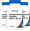חומרים מזינים Lactase Enzyme Complex 3,000 FCC ALU, 120 קפסולות Veggie - non-GMO, Gluten Free, 120 משרתות (3 בקבוקים)