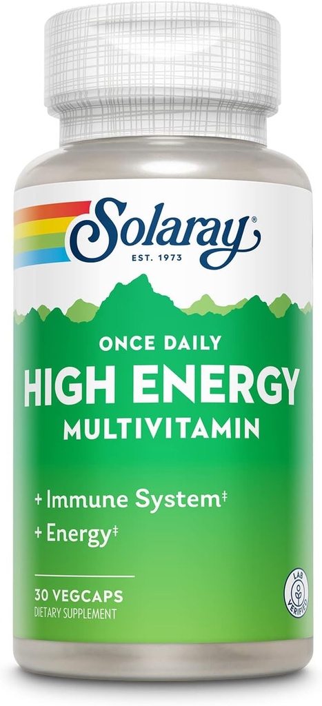 SOLAרי פעם דיילי High Energy Multivitamin for Women and Men - תוספי אנרגיה - Immune Support w/Vitamin C, A, D ו- E, ויטמין B Complex, Trace מינרליםs, 60-Day Promise, 30 משרת, 30 VegCaps