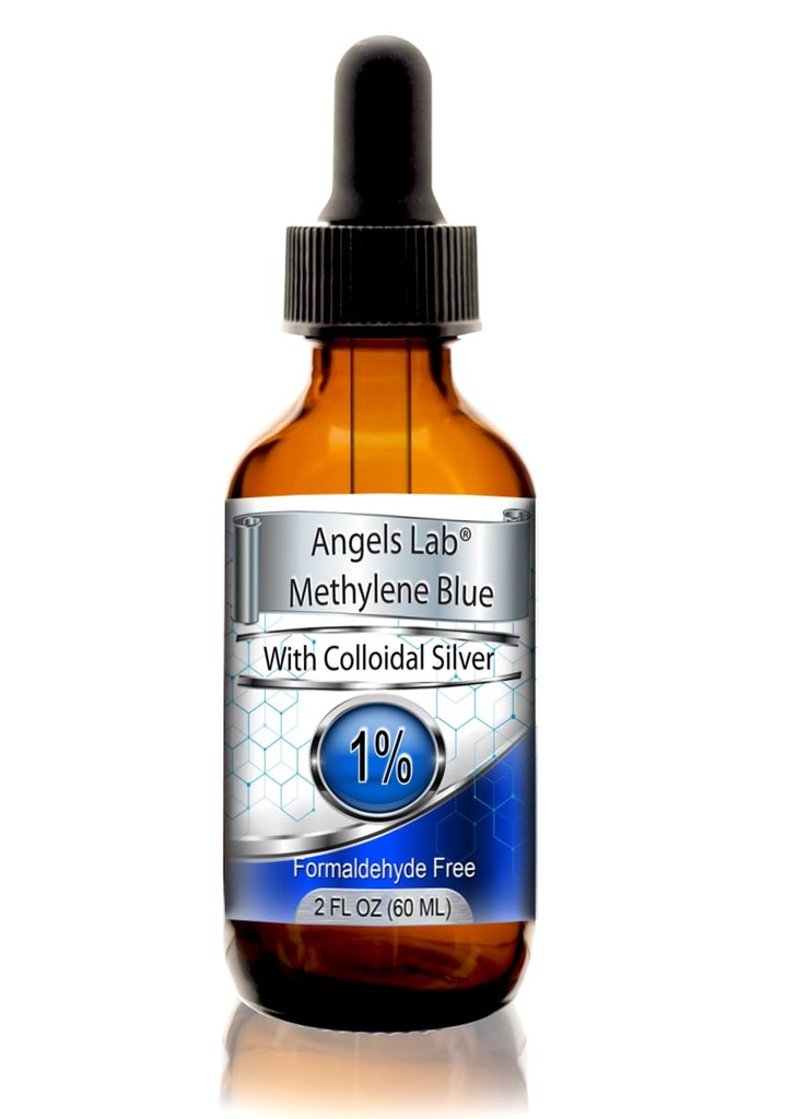 New Methylenelene Blue 1% Wtih Colloidal Silver Angels Lab |USP-Grade Methylthioninium Chloride נוזל | High Purity Dietary תוסף for Brain Function & Cognitive Health | 2oz Glass Dropper Bottle