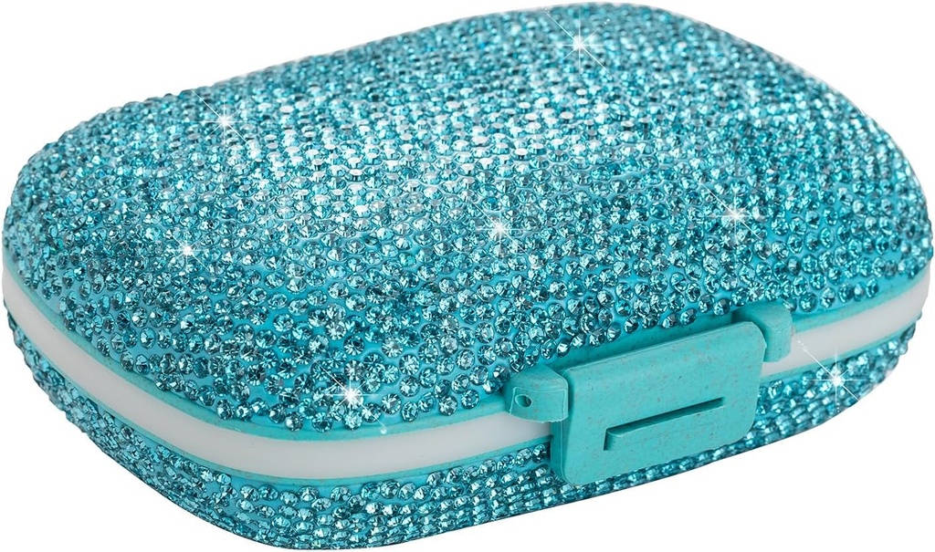 Travel Pill Container Medicine מאורגנתer Daily Purse Pill Case Sweet Pill Box Small Pocket Pill Holder Mini Pill מארגנת עבור תוסף (כחול)