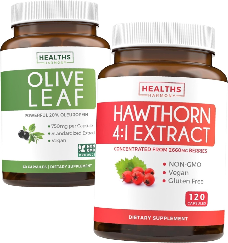 Bundle of Olive Leaf Extract Extract &horn Berry Extarct - הרבס בריא בונדלה - תמצית אוליבעין עם 20% Ol Europein & Holhorn Berry 4:1 Extract - עלייה מ-2660 מ"ג ברדסים טריים (120 Caps)