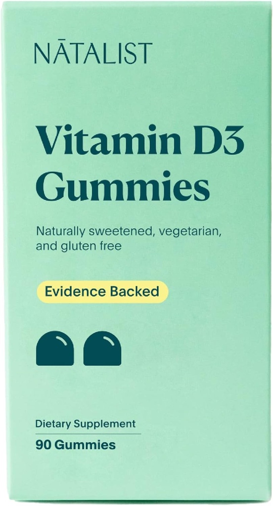 NATALIST Vitamin D3 1000 IU (25mcg) Gummies High Potency Immune Health Support Supplement Daily Healthy Bone, Teeth & Muscle Formula for Women & Men - Vegetarian, Gluten-Free - 90 Gummies