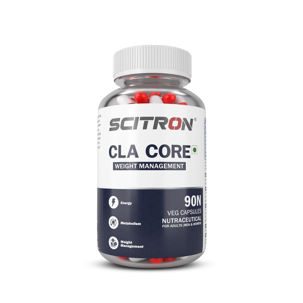 Scitron CLA CORE + MCT (Weight Management, Metabolism, Energy, CLA - 800 mg, MCT - 200 mg) - 90 Veg Capsules
