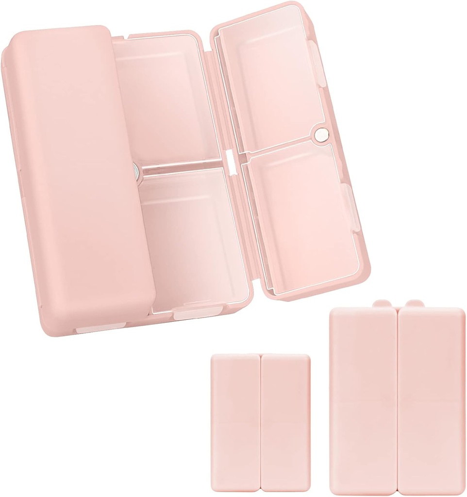 FY 2 Pcs Daily Pill מארגנת, 7 השוואתיות DASE Tablet Racinger, [Folding Design] Pill Box for Purse Pocket to Hold הויטמינים, Cod Liver Oil,Supplements ותרופה-Pink