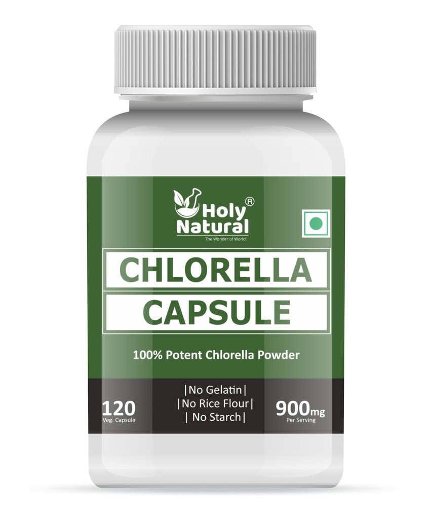 Holy Natural Chlorella Capsule 450 mg/cap (120 Veggie Caps) | Help Boost Immunity | Pure & Natural