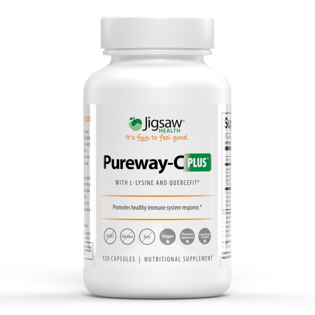 Jigsaw Health Pureway-C Plus | ויטמין C עם L-Lysine ו Quercetin | מקדם תגובה מערכת החיסון בריאה | 120 קפסולות | 60 משרתים