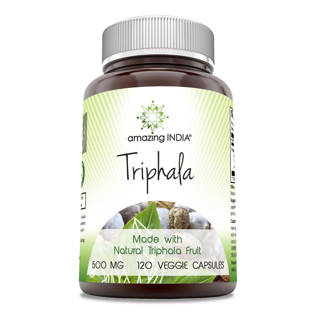 מדהים הודו טבעי Triphala תוסף | 500 Mg לכל משרת | 120 קפסולות Veggie | Non-GMO | Gluten-Free | Made in USA