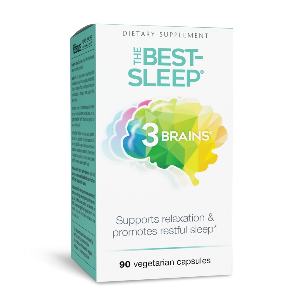 Natural Factors 3 Brains, The Best-Sleep, תומך להרגעה ולשינה שקטה, טבעוני, 90 קפסולות