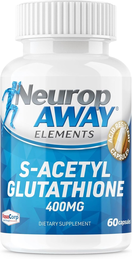 NeuropA Always Elements S-Acetyl-Glutathione 400 מ"ג Acid Resistant כמוסות 60ct (60 400 מ"ג קפסולות Per Bottle) 3rd Party Tested Made in a cGMP Facility