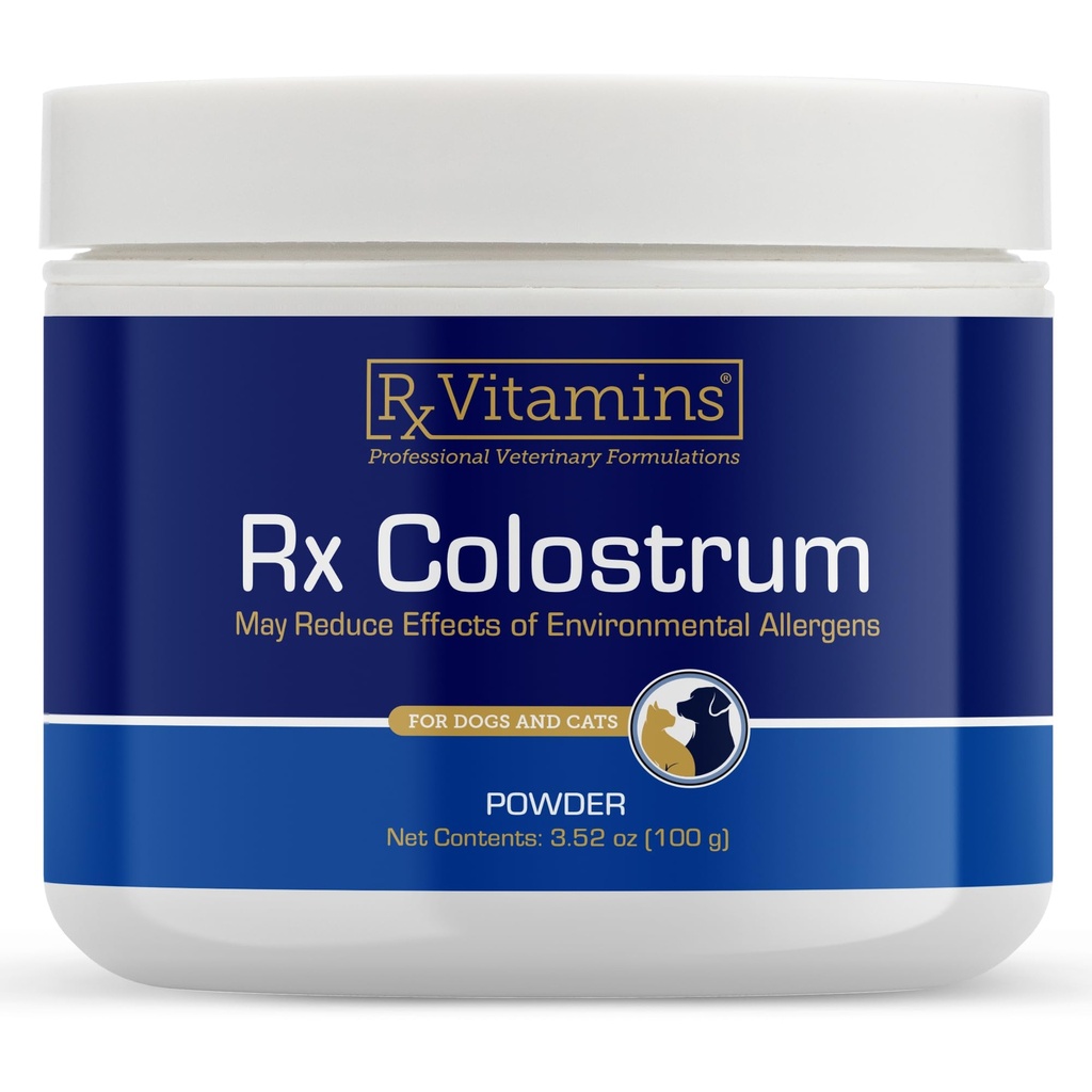Rx ויטמינים Colostrum עבור כלבים וחתולים - אבקת Bovine Colostrum - Cat & הכלב תוספת תמיכה אידיאלי Immune, קידום בריאות אקסיבי ותמיכה אלרגיות - 3.52 oz (100g)
