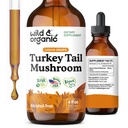 Wild & אורגני טורקיה Tail Mushroom Tincture - תמיכה כספית טיפות עם טורקיה Tail לחלץ - נוזל Mushroom תוספת תמיכה Gut - טבעוני, סוכר ואלכוהול חינם - 4 oz