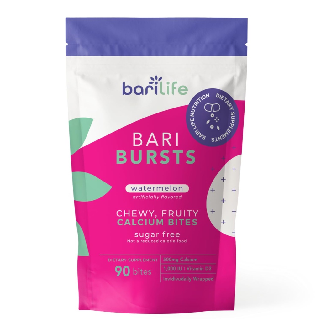 Calcium Citrate Bariatric Calcium Chews עם 1000 IU ויטמין D3 - אידיאלי עבור חולי Bariatric - BariBurst על ידי Bari Life (בטיחות)