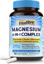 Magnesium Complex תוסף 6 ב 1, 1160mg Chelated Magnesium עבור Max Absorption, לעזור עם שינה טובה יותר, הירגעות ו Nerve Calm, 90 קפסולות טבעוניות, Non GMO & Gluten חינם חינם חינם חינם
