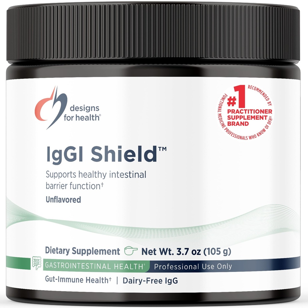 עיצובים של אבקת IgGI Shield - ללא חלב Imunoglobulin IgGggG, SBI עם N-Acetyl-Glucosamine - תומך בתפקוד גדר ההפרדה האידיאלי (3.7oz / 30 משרתים)
