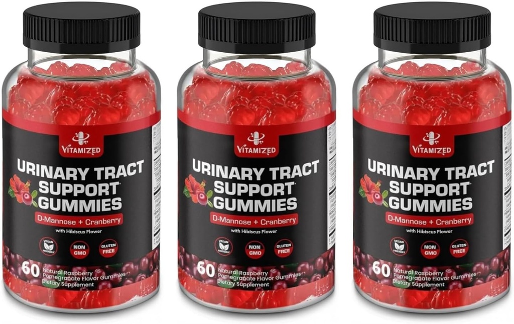חניכיים קריין 1500 מ"ג עם D Mannose - Urinary Tract Health for Women & Men, Urinary Flush & Bladder Fast-Acting תוספי תמיכה עם אבקת Hibiscus, 180