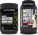 NutraBio Creatine Monohydrate, Unflavored, (300 גרם) ואבקת חלבון במטריקס שרירים, (Vanilla) תוסף Bundle - שריר אנרגיה, צמיחה מקסימלית, התאוששות וכוח