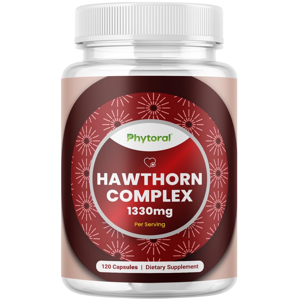 חוזק גבוה הות'ורן ברי קפסולות - Pure Antioxidant הותורן ברי תוספת עם Leaf & Flower לחלץ 4:1 לבריאות הלב וחשיפה - תמיכה באנרגיה עבור גברים ונשים - 120 Count Pack