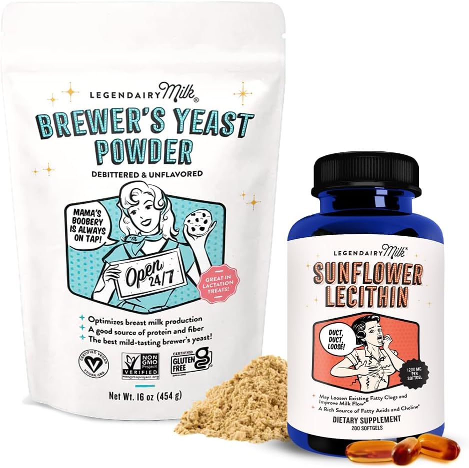 Legendairy Milk Sunflower Lecithin + אבקת Yeast של ברור - תוספת Lactation כדי להגדיל את אספקת החלב השד ולתמוך Clogged Milk Docts