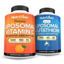Acvein Premium Liposomal ויטמין C 1650mg & Liposomal Glutathione Bundle - High Absorption Ascorbic Acid Plus Master Antioxidant & Liver ניקוי - Non-GMO, טבעוני / צמחוני - 180 + 60 קפסולות