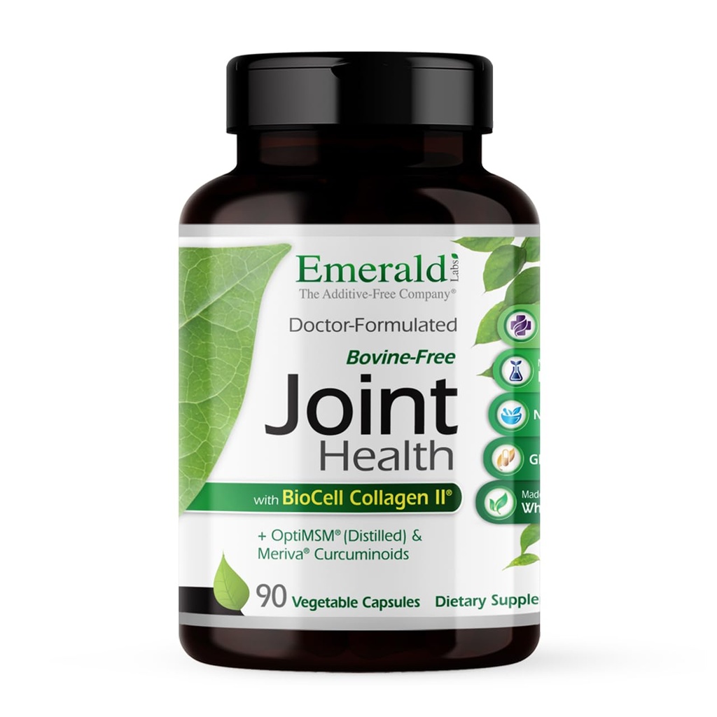 EMERALD LABS Joint Health - Biocell II Collagen, OptiMSM, Glucosamine, Meriva Turmeric Curcuminoids & More - בריאות משותפת, ניידות וגמישות תמיכה * - 90 קפסולות ירקות (30 ימים אספקה)