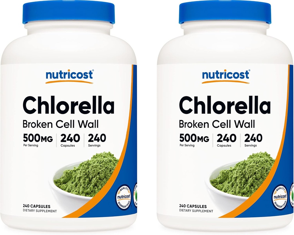 תוספי מזון chlorella כמוסות (2 בקבוקים) 500 מ"ג, 240 קפסולות Per בקבוק