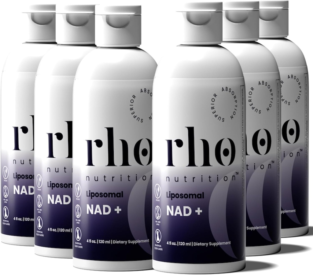 Rho Nutrition Liposomal NAD+ - תוספת נוזלית שנועדה לעזור תמיכה Absorption - Active Form of NAD+ עוזר לתמוך בריאות תאית נורמלית, הזדקנות בריאה, אנרגיה מטאבוליזם ו Vitality - 6 Pack