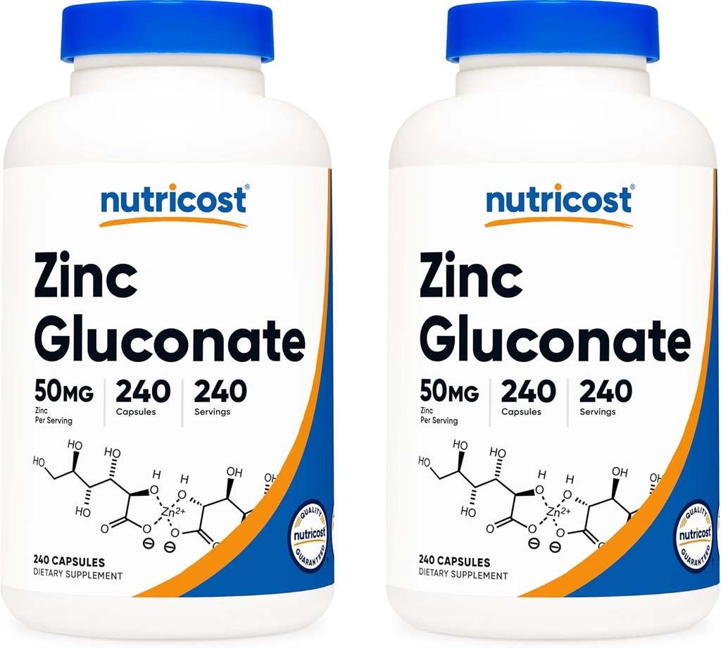 מזון זול Znc Gluconate 240 קפסולות Veggie (50 מ"ג) (2 בקבוקים) - Gluten Free and non-GMO