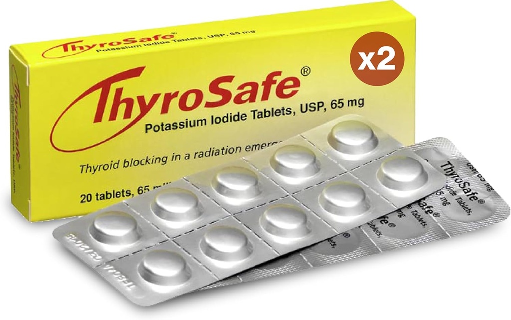 65mg Potassium Iodide Tablet (40 Pack) - מגן על Thyroid שלך מפני קרינה גרעינית