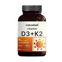 NatureBell ויטמין D35,000 IU + K2 100 mcg, 240 Softgels | Daily 2-in-1 פורמולה עם שמן קוקוס בתולה | Bone, Heart & Immune Support