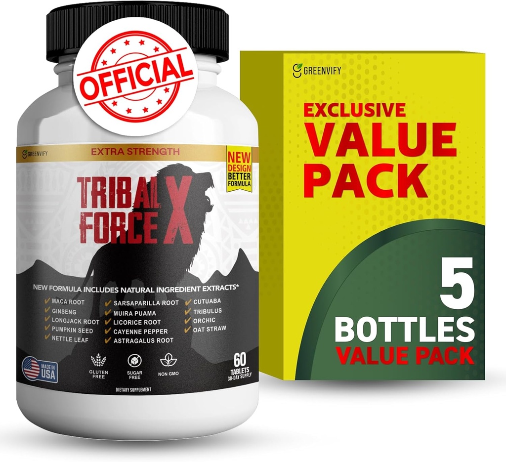 Tribal Force X תוספת כוח טבעי תוסף 60 טבליות, Gluten Free, non-GMO, 30 יום אספקה (5)
