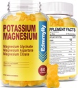 Potassium Magnesium תוספת חניכיים עבור מבוגרים High Absorption Potassiumconate 99 מ"ג מגנזיום Citrate 250 מ"ג עם ויטמין B6 B12 תומך Mood, אנרגיה, רגיעה שרירים, בריאות העצם, סוכר חינם חינם חינם.