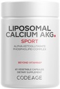 Codeage Liposomal Calcium AKG תוסף - Calcium Alpha-Ketoglutarate - 2-Month Supply - Liposomal Delivery - 1 קפסולה Per לשרת - Non-GMO, Gluten-Free - 60 קפסולות